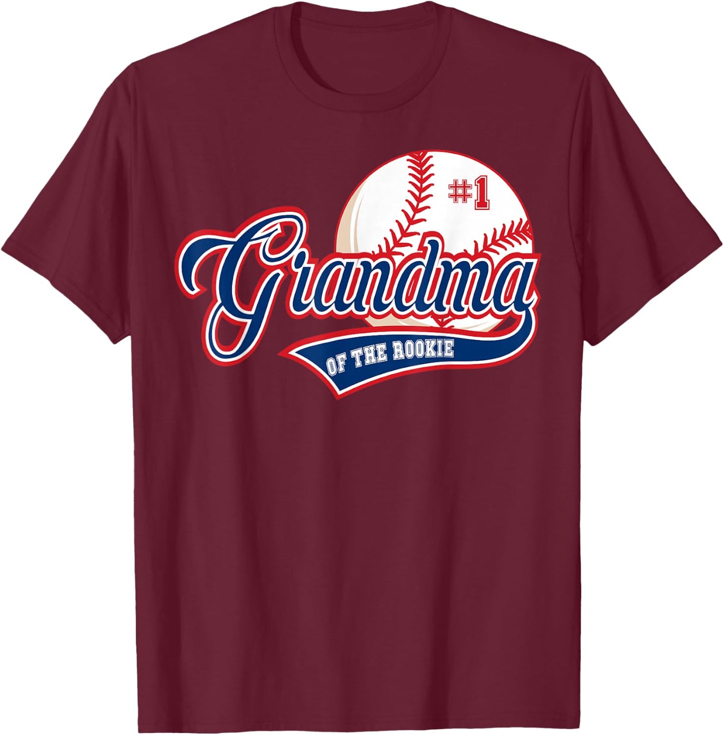 Grandma Rookie of Year 1st Birthday Baseball Theme Matching T-Shirt - T-Shirt | Maroon