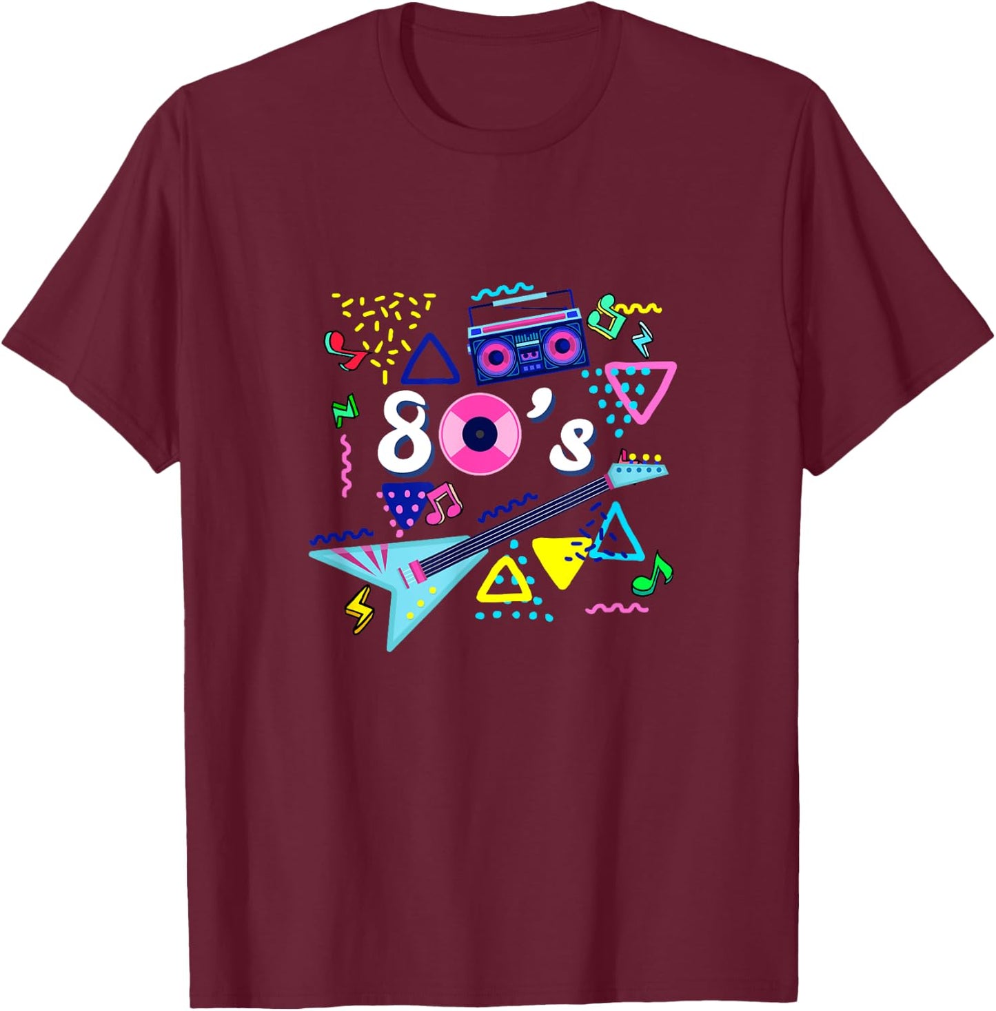 Cool 80s Eighties Rock Band Music Gift Retro Costume Party T-Shirt - T-Shirt | Maroon