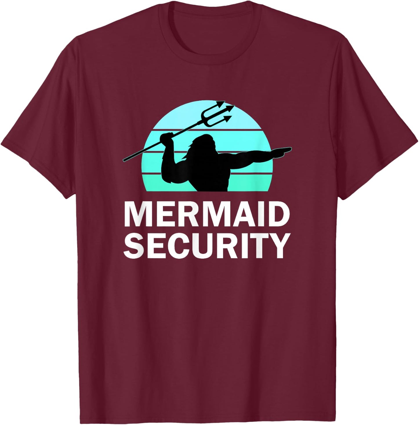 Mermaid Security Boys Swimmer Dad Merdad Trident T-Shirt - T-Shirt | Maroon