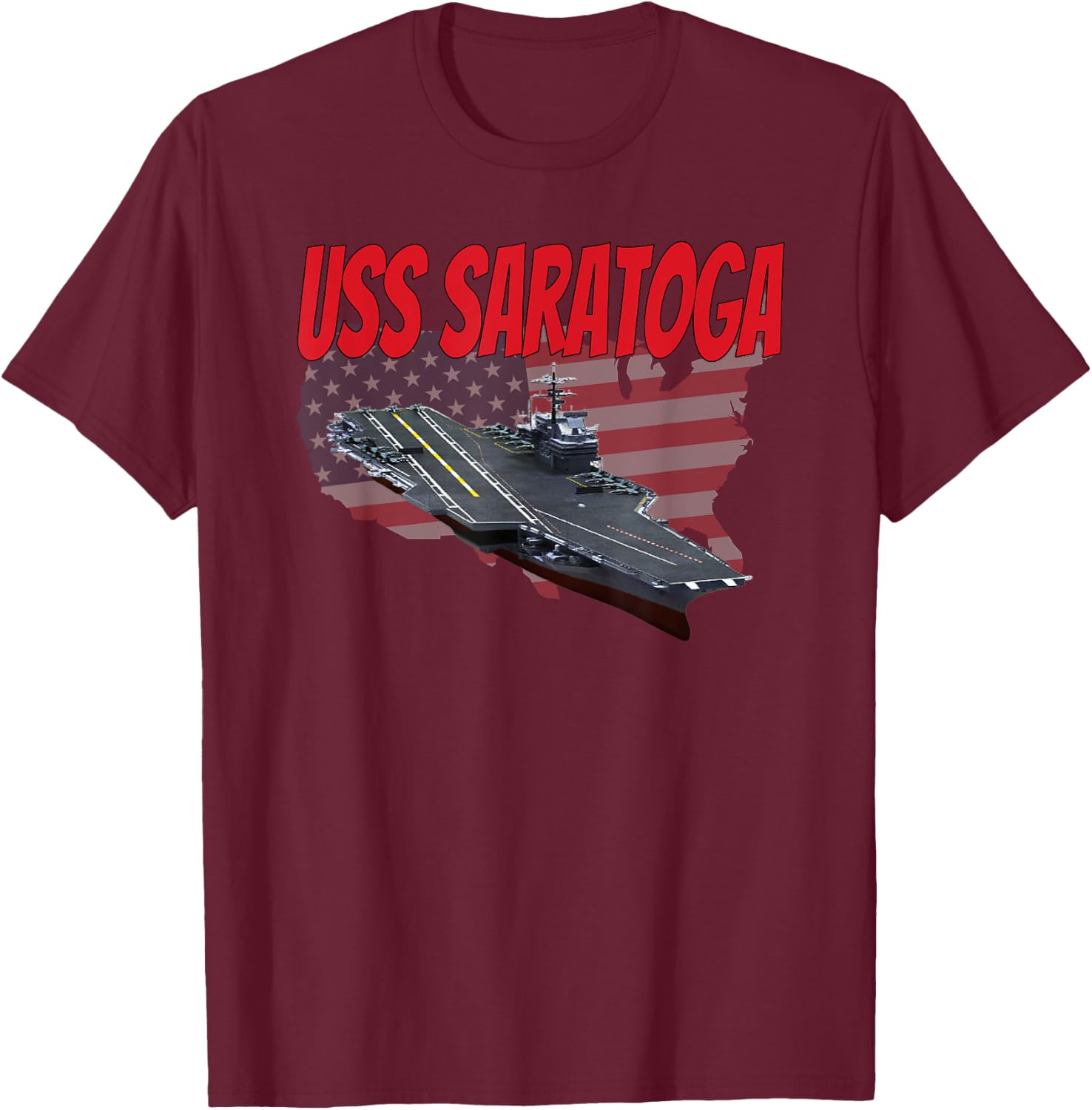 Aircraft Carrier USS Saratoga CV-60 Idea for Grandpa Dad Son T-Shirt - T-Shirt | Maroon