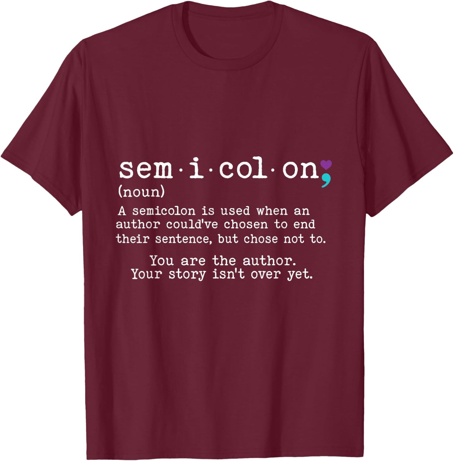 Retro Semicolon Definition Suicide Prevention Awareness 988 T-Shirt - T-Shirt | Maroon