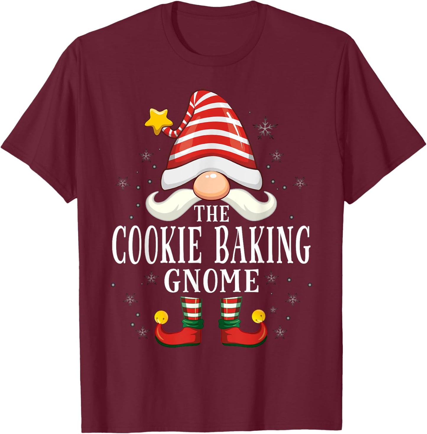 The Cookie Baking Gnome Christmas Group Family Pajama T-Shirt - T-Shirt | Maroon