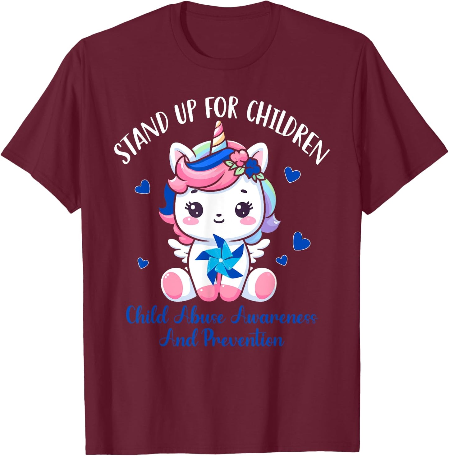 Child Abuse Prevention Month-Stand Up For Children Unicorn T-Shirt - T-Shirt | Maroon