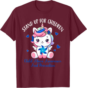 Child Abuse Prevention Month-Stand Up For Children Unicorn T-Shirt - T-Shirt | Maroon