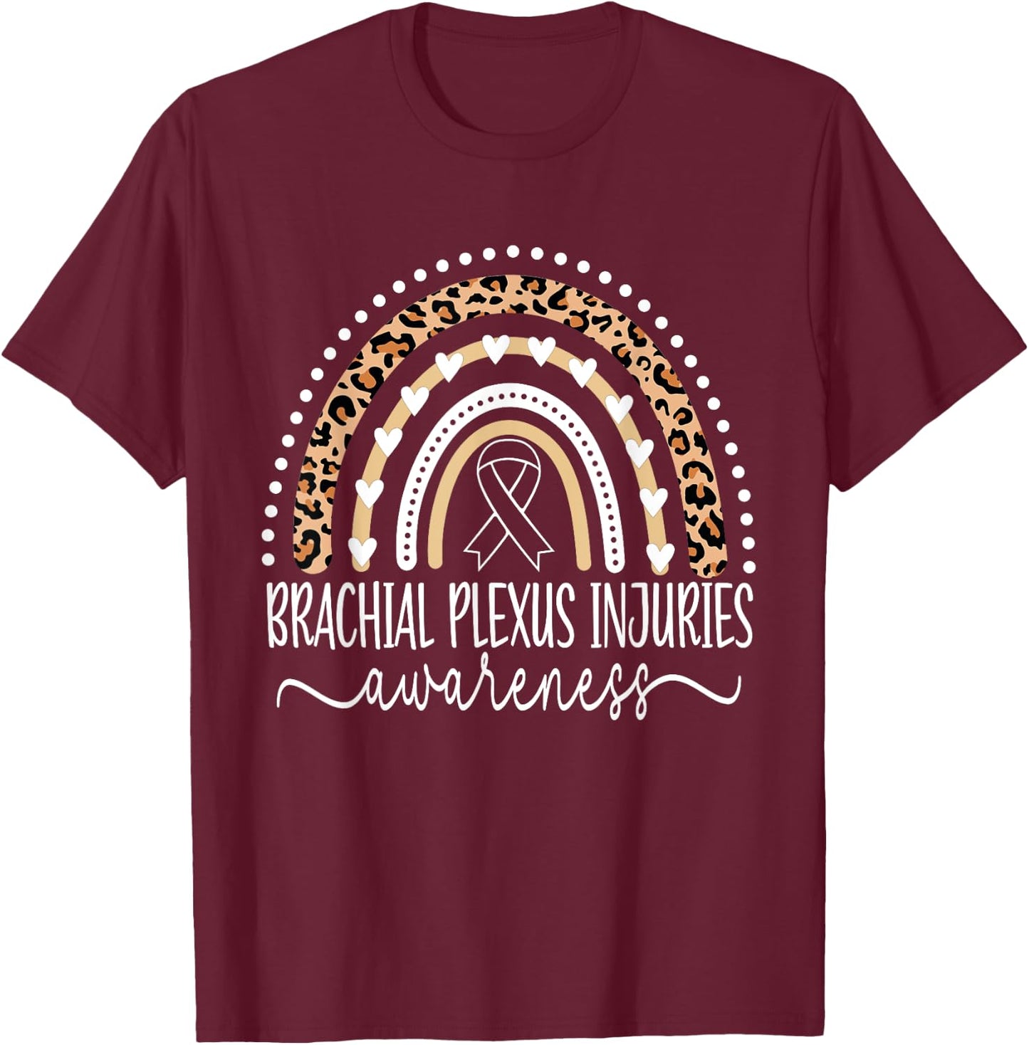 Brachial Plexus Injuries BPI Awareness Leopard Rainbow T-Shirt - T-Shirt | Maroon