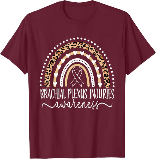 Brachial Plexus Injuries BPI Awareness Leopard Rainbow T-Shirt - T-Shirt | Maroon