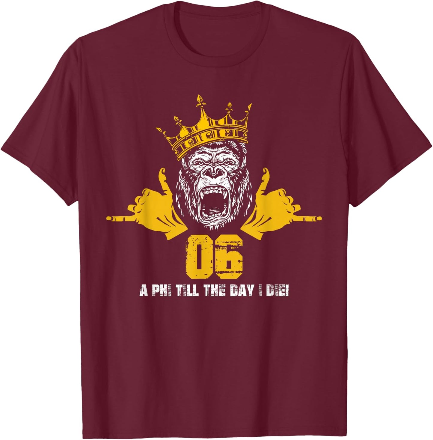 Alpha African 1906 Fraternity Hand Sign Ape Crown T-Shirt - T-Shirt | Maroon