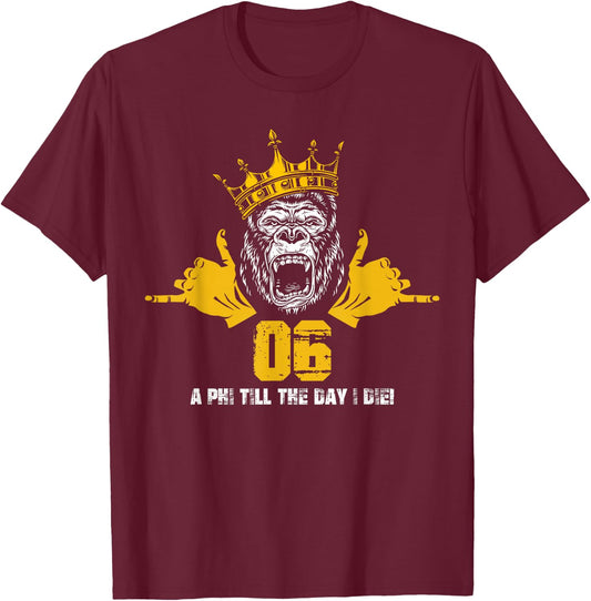 Alpha African 1906 Fraternity Hand Sign Ape Crown T-Shirt - T-Shirt | Maroon