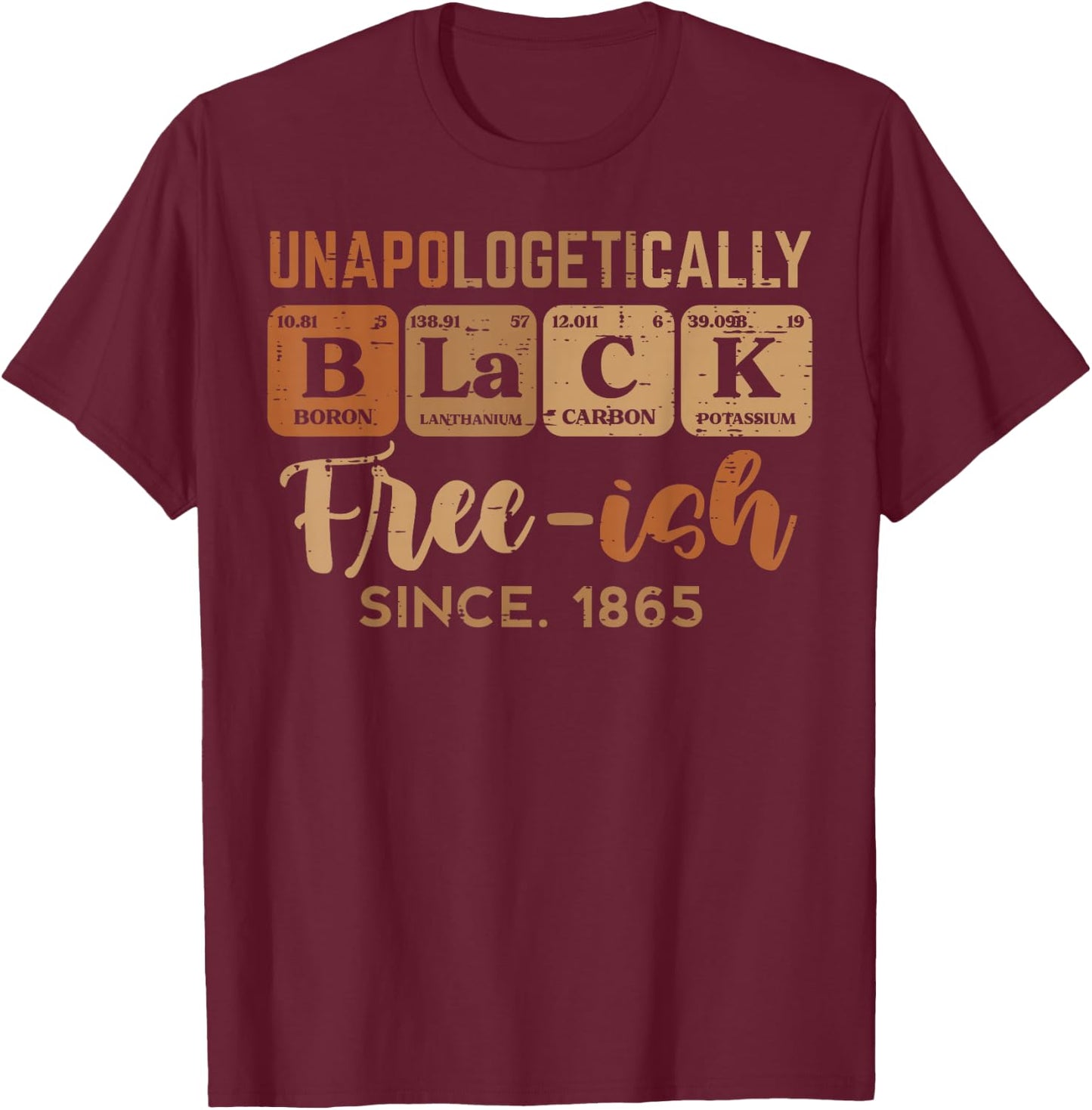 Unapologetically Black Freeish 1865 Juneteenth Men Women Kid T-Shirt - T-Shirt | Maroon