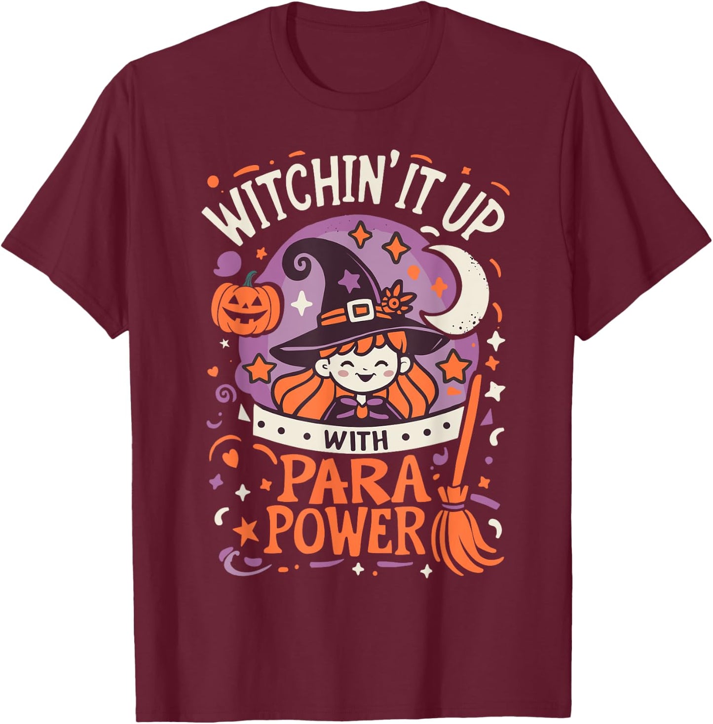 Halloween Team Paraprofessional School Men Women Spooky Fun T-Shirt - T-Shirt | Maroon
