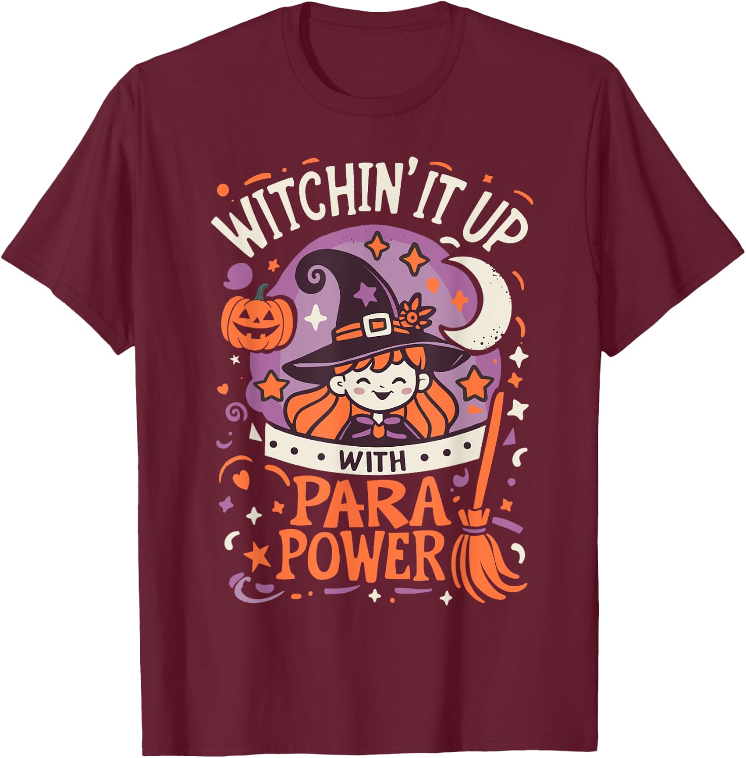 Halloween Team Paraprofessional School Men Women Spooky Fun T-Shirt - T-Shirt | Maroon