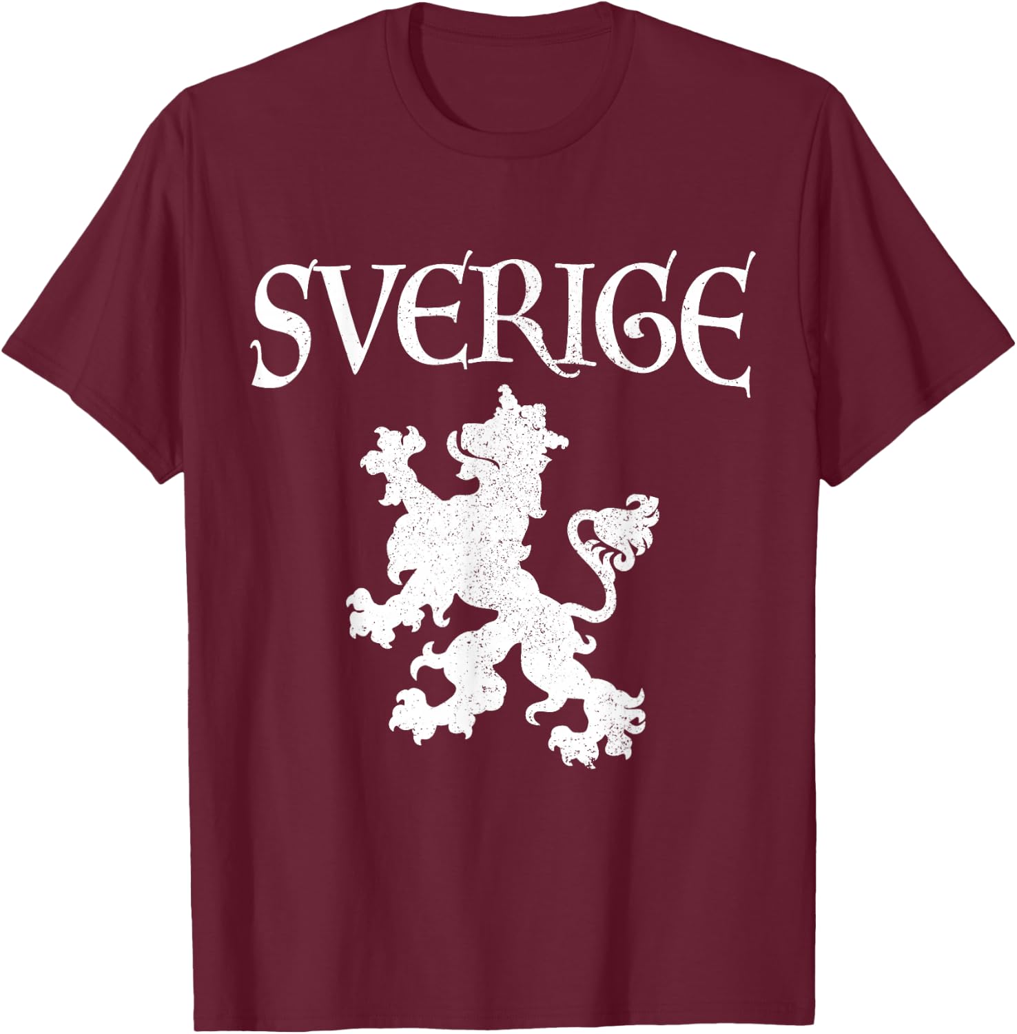 Sverige Lion Swedish Flag Pride Sweden Vintage T-Shirt - T-Shirt | Maroon