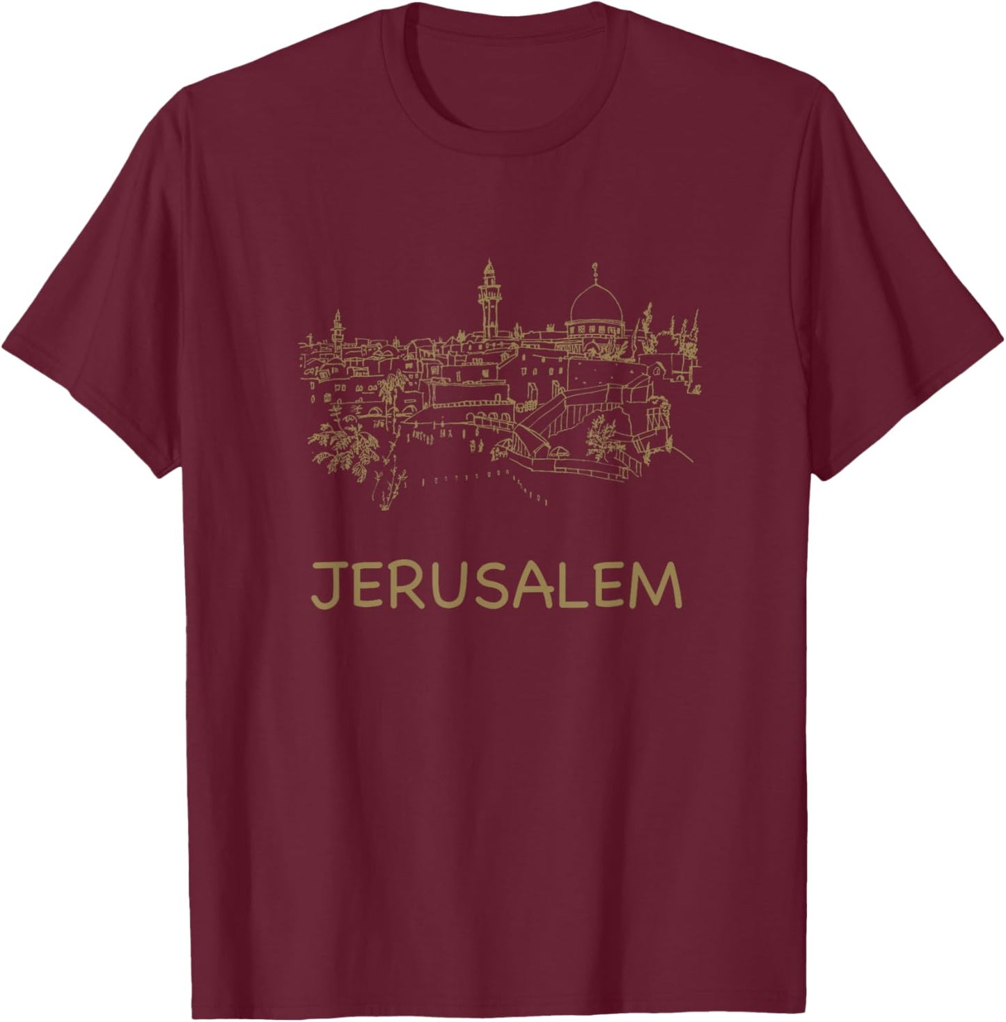 Jerusalem -Adults Kids Black T-Shirt - T-Shirt | Maroon