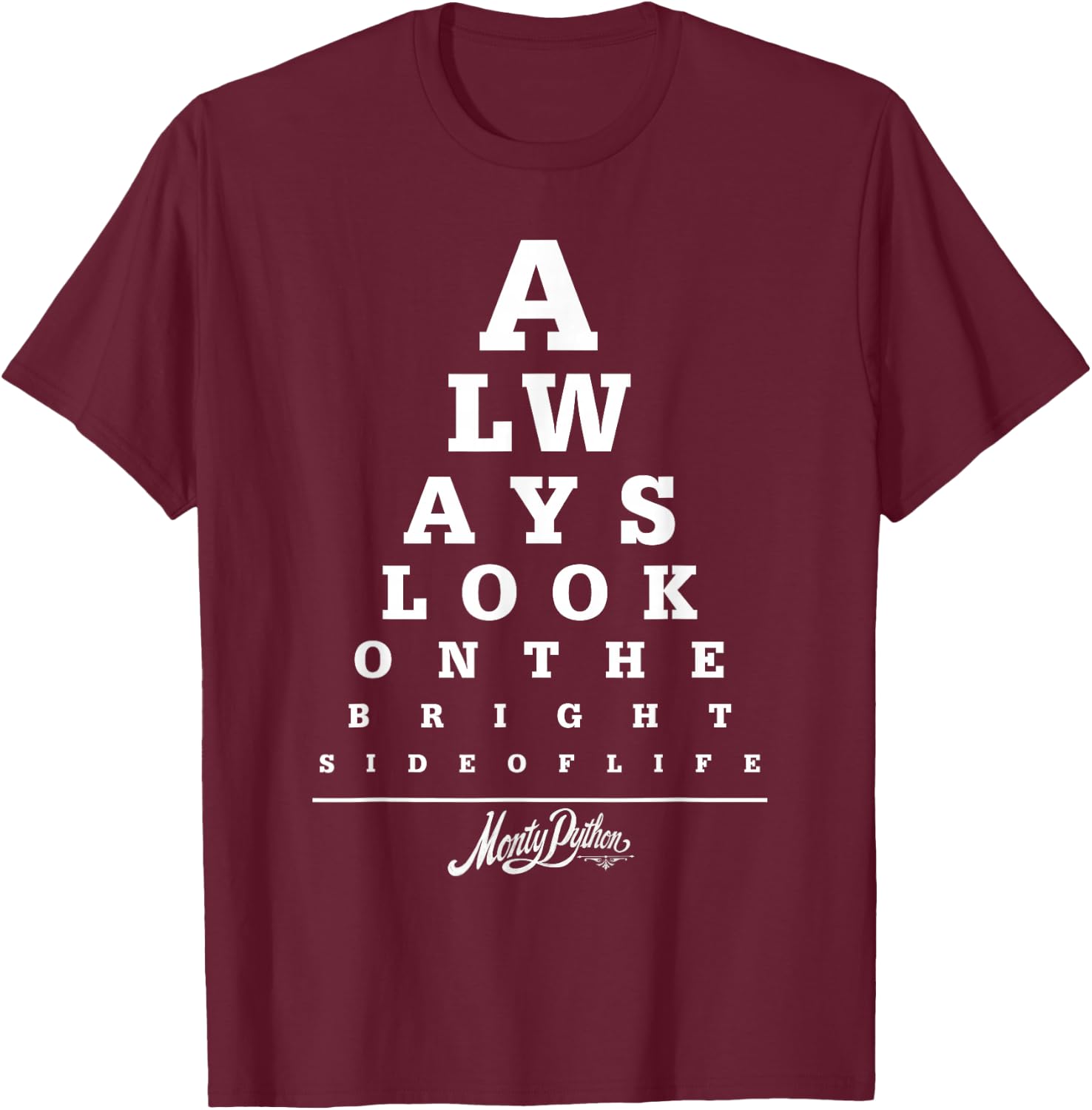 Monty Python Official Bright Side Eye Test T-Shirt - T-Shirt | Maroon