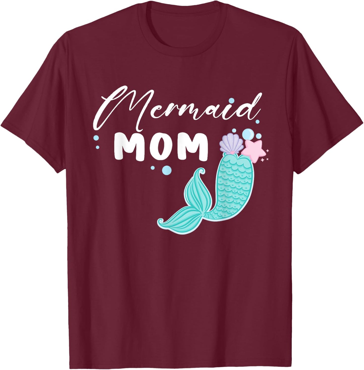 Funny Mom Mermaid Matching Family Party Mother's Day T-Shirt - T-Shirt | Maroon