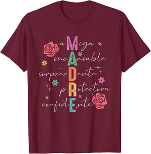 Spanish Mothers Day Retro Madre Amiga Incansable Mothers Day T-Shirt - T-Shirt | Maroon