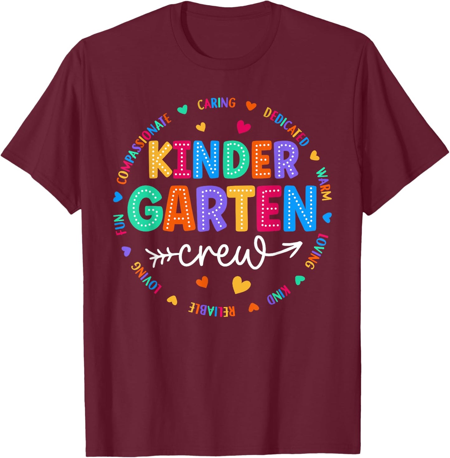 Kindergarten Crew Back To School Kindergarten Teacher Kids T-Shirt - T-Shirt | Maroon