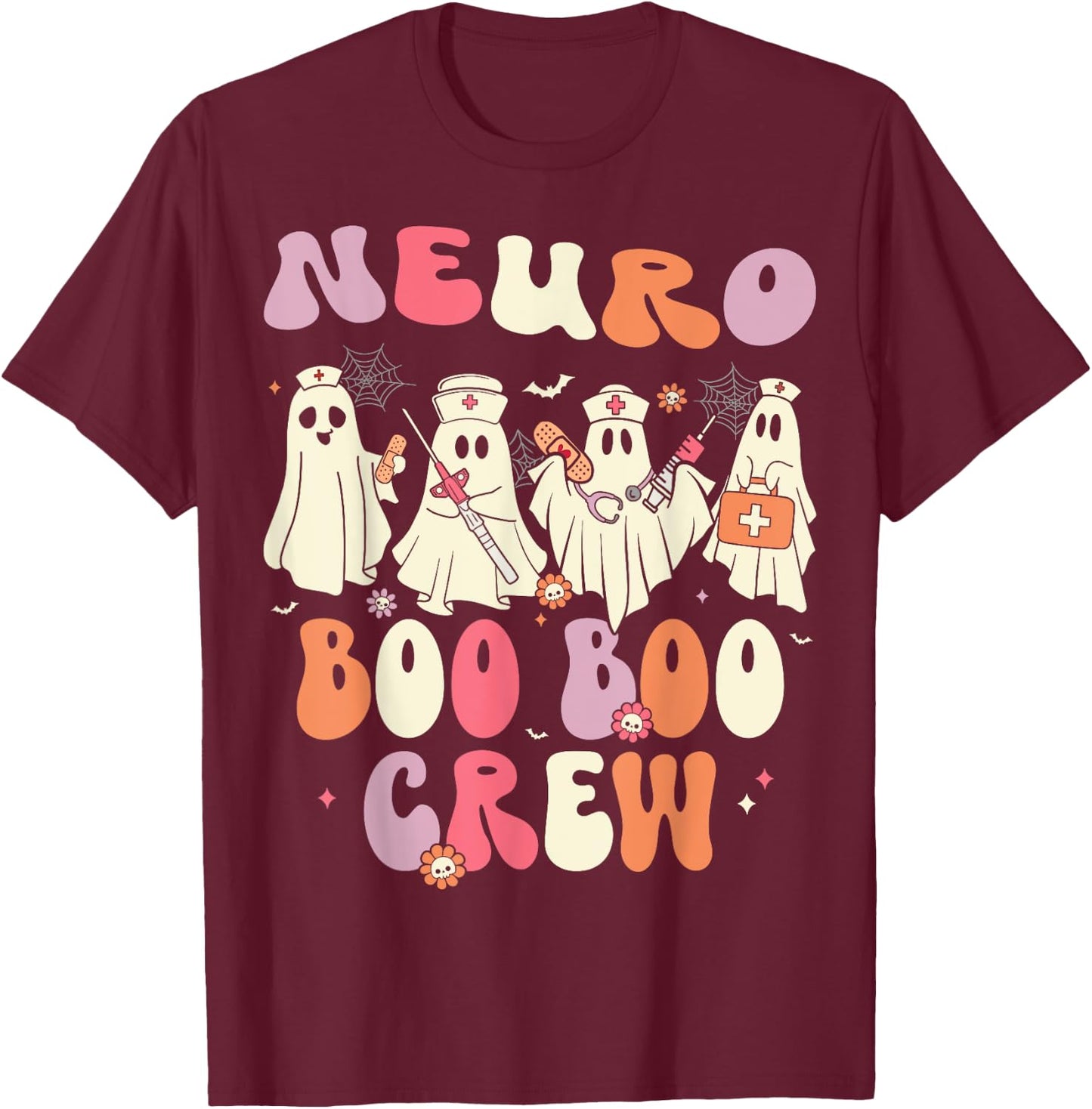 Neuro Boo Crew Neurology Nurse Halloween T-Shirt - T-Shirt | Maroon