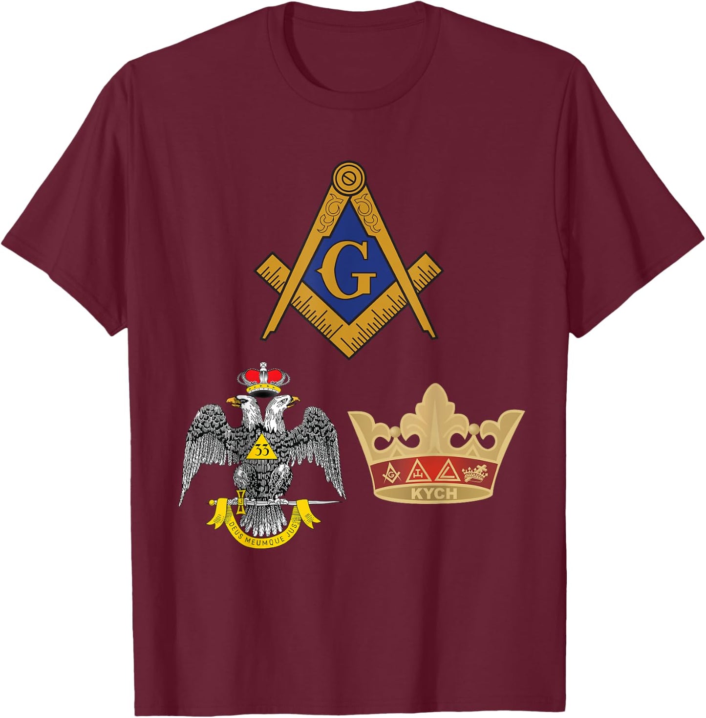 Mason 33rd KYCH Masonic Scottish York Rite Knights AASR WD T-Shirt - T-Shirt | Maroon