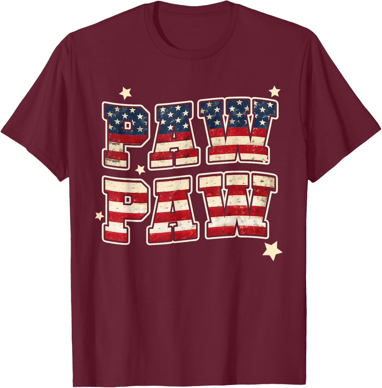 Paw Paw Vintage American Flag Grandpa Father's Day Men T-Shirt - T-Shirt | Maroon
