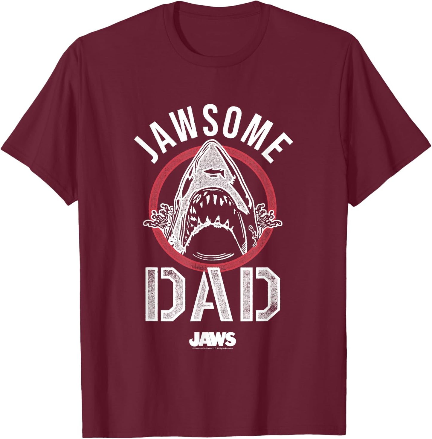 Jaws Father's Day Jawsome Dad Vintage Logo T-Shirt - T-Shirt | Maroon