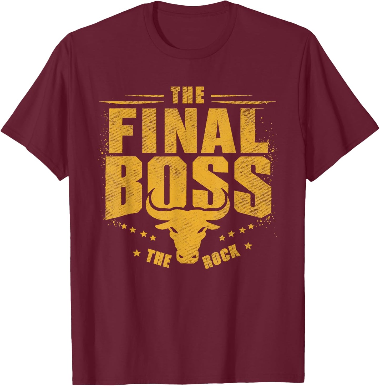 The Final Boss Vintage Rock Music Final Boss Gamer Bull Head T-Shirt - T-Shirt | Maroon