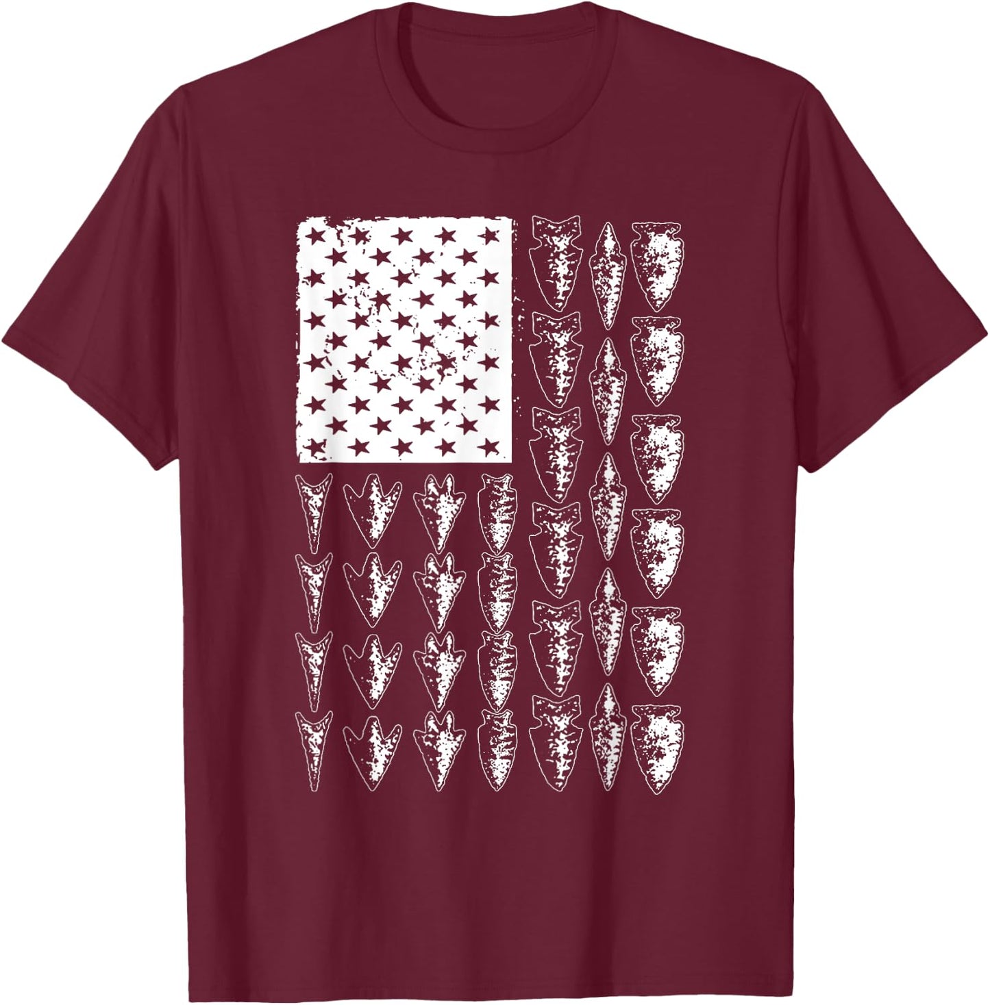 Cool Arrowhead Women Bowhunt Arrow Hunting USA Flag T-Shirt - T-Shirt | Maroon