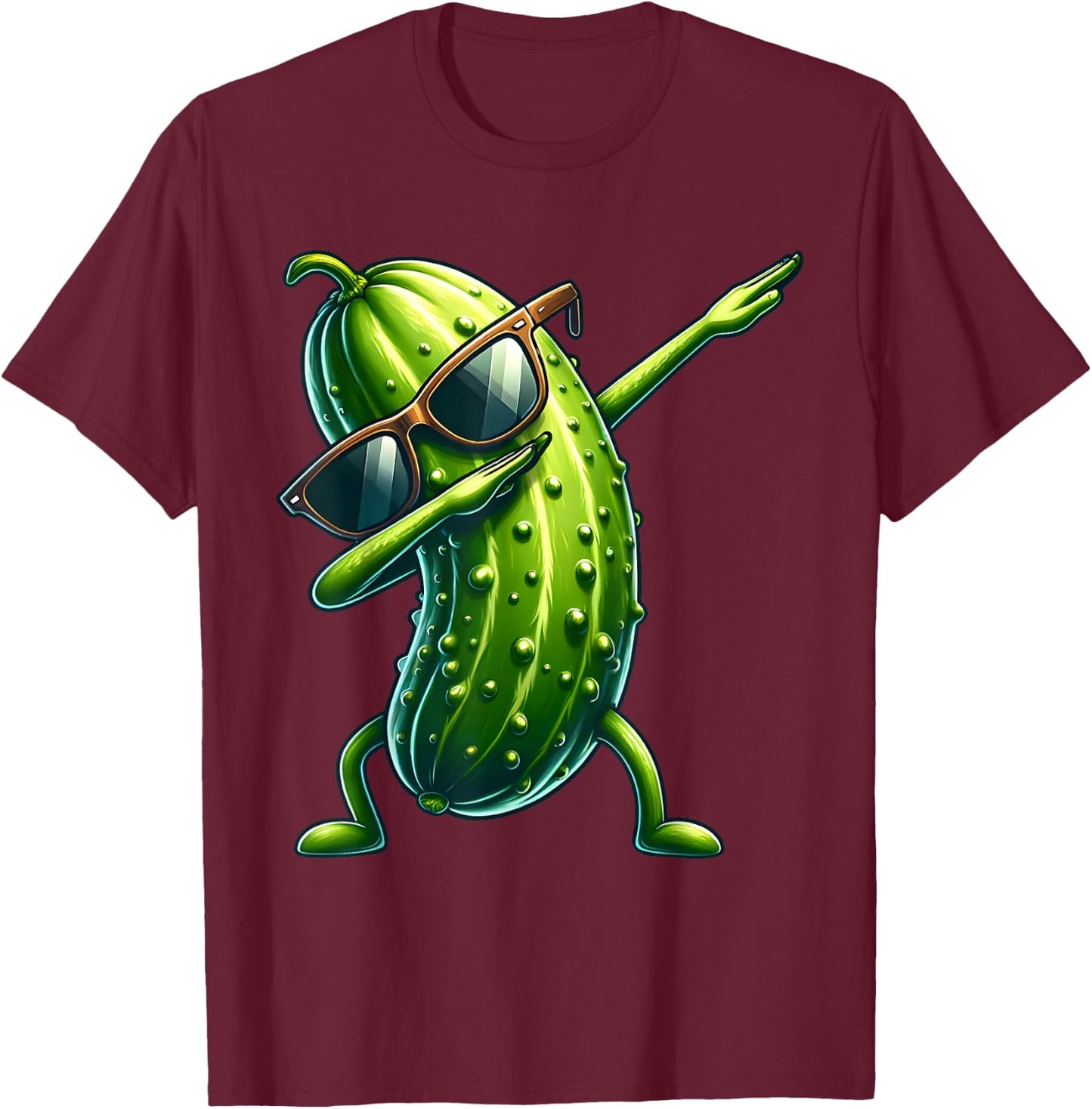 Dabbing Pickle Lover Dill Cucumber T-Shirt - T-Shirt | Maroon