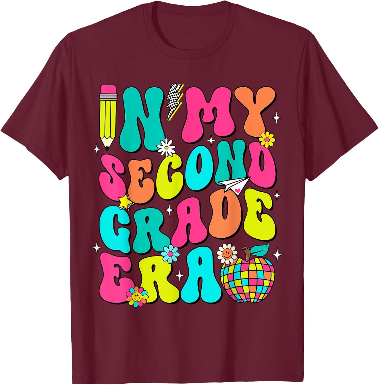 In My Second Grade Era Back To School First Day of School T-Shirt - T-Shirt | Maroon