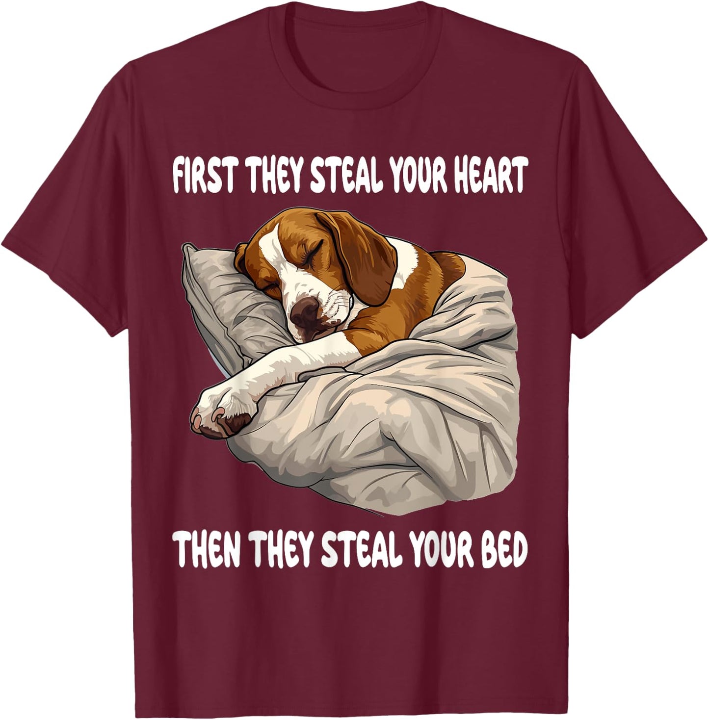 American Foxhound Sleeping Pajamas Nightgown T-Shirt - T-Shirt | Maroon