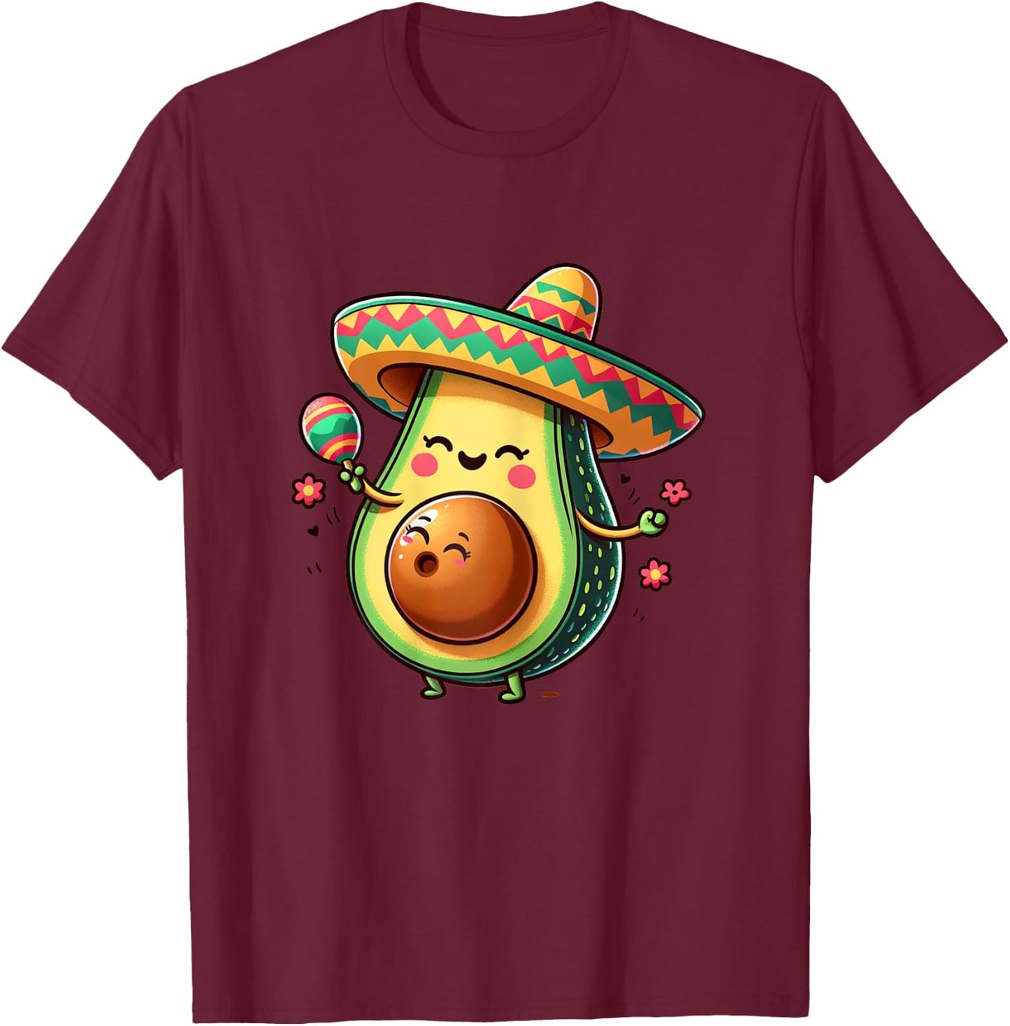 Pregnancy mom to be Avocado Pregnant Mamacado Cinco De Mayo T-Shirt - T-Shirt | Maroon