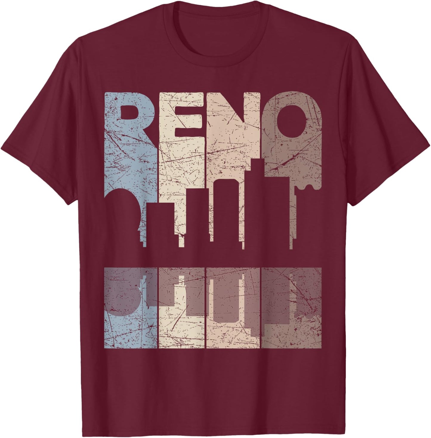 Reno Vintage Reno Nevada Retro Reno Skyline T-Shirt - T-Shirt | Maroon