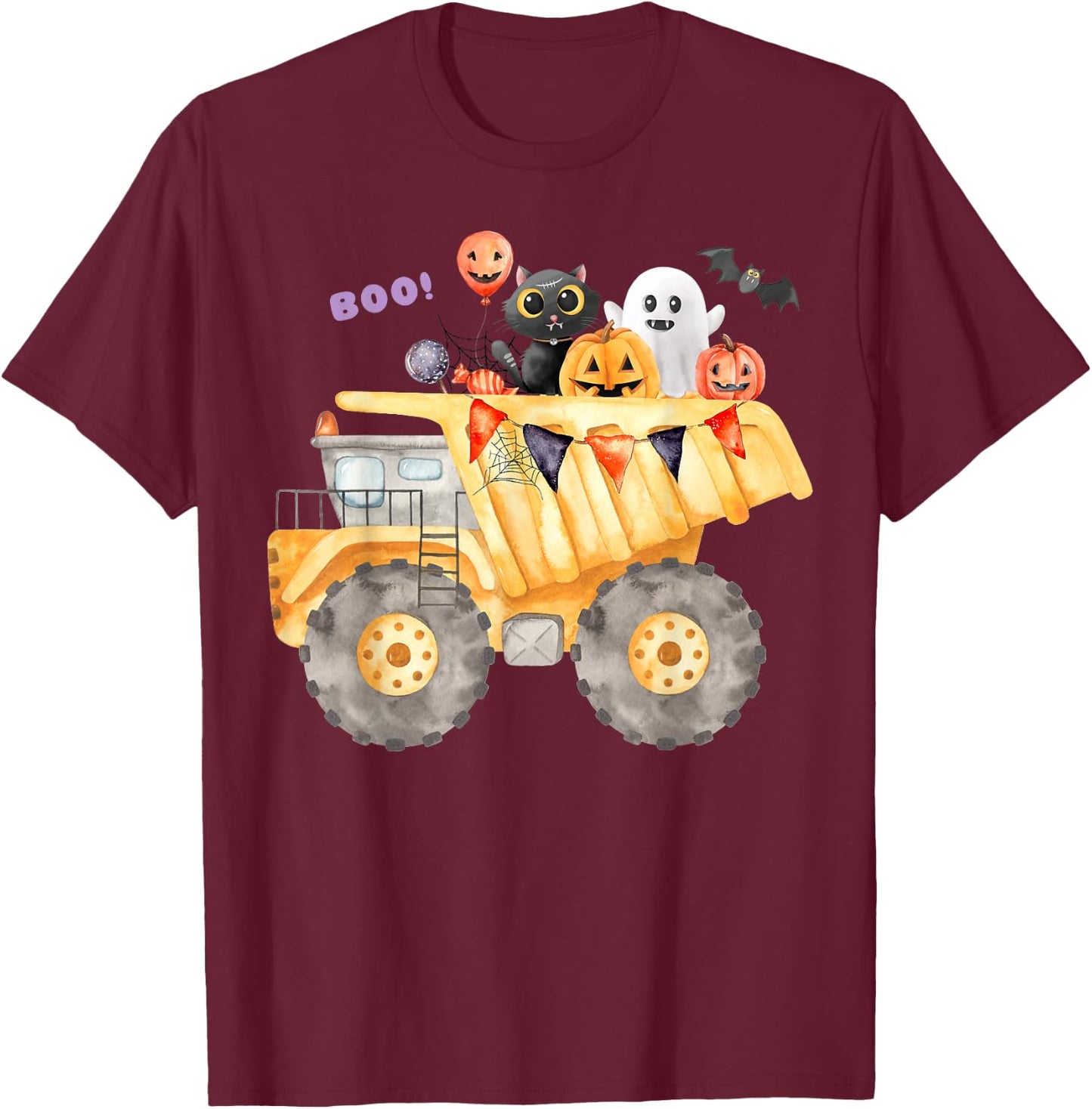 Dump Truck or Treat Halloween Candy Construction Boys Kids T-Shirt - T-Shirt | Maroon