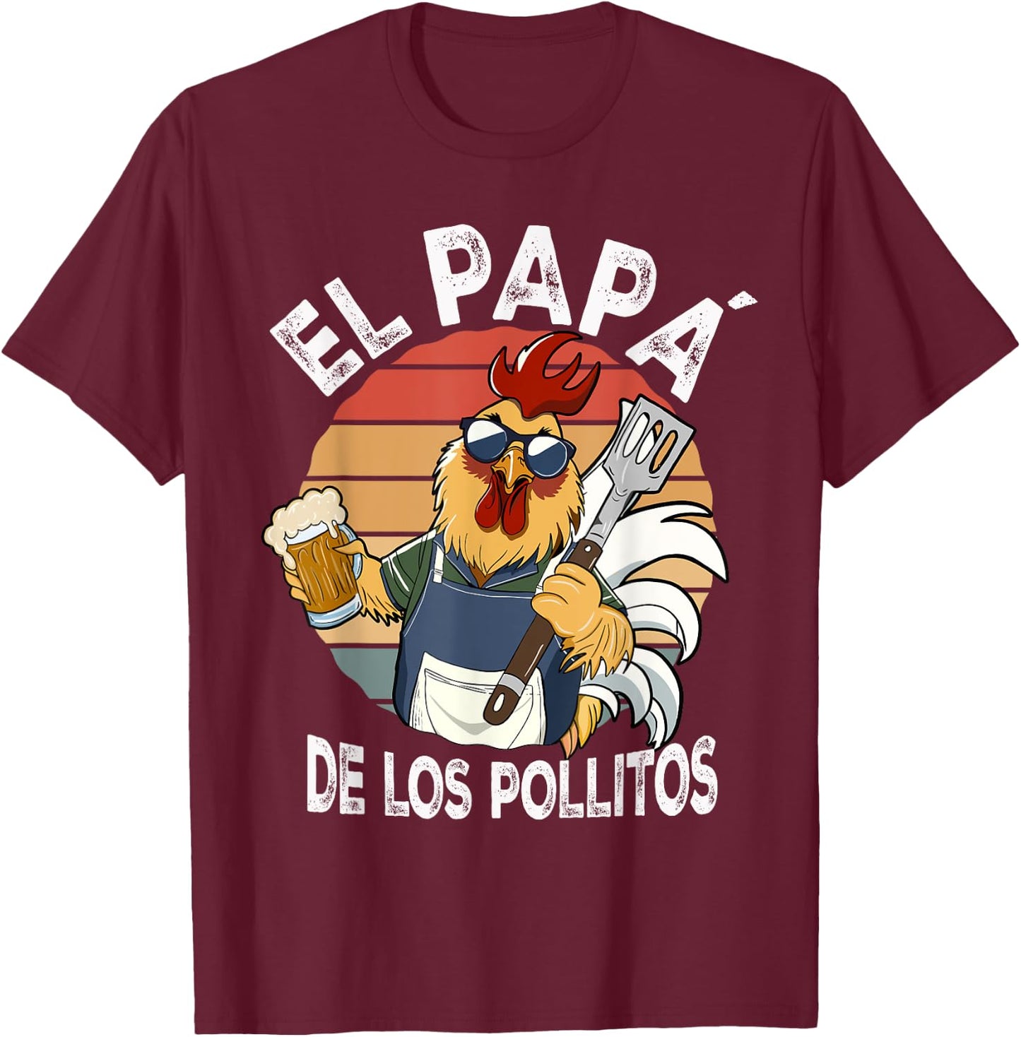 El Papa de lo pollitos funny Spanish Dia del Padre T-Shirt - T-Shirt | Maroon