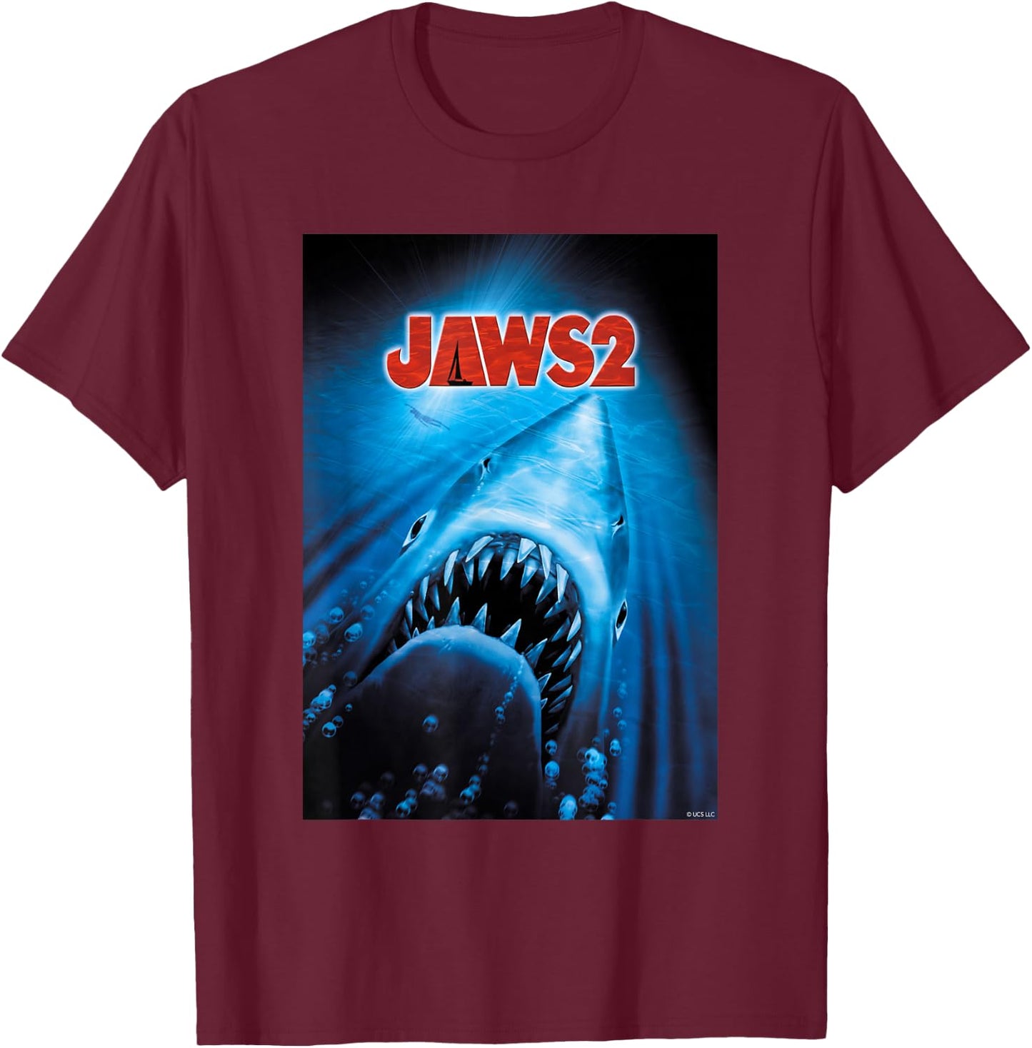Jaws 2 Anniversary Poster T-Shirt - T-Shirt | Maroon