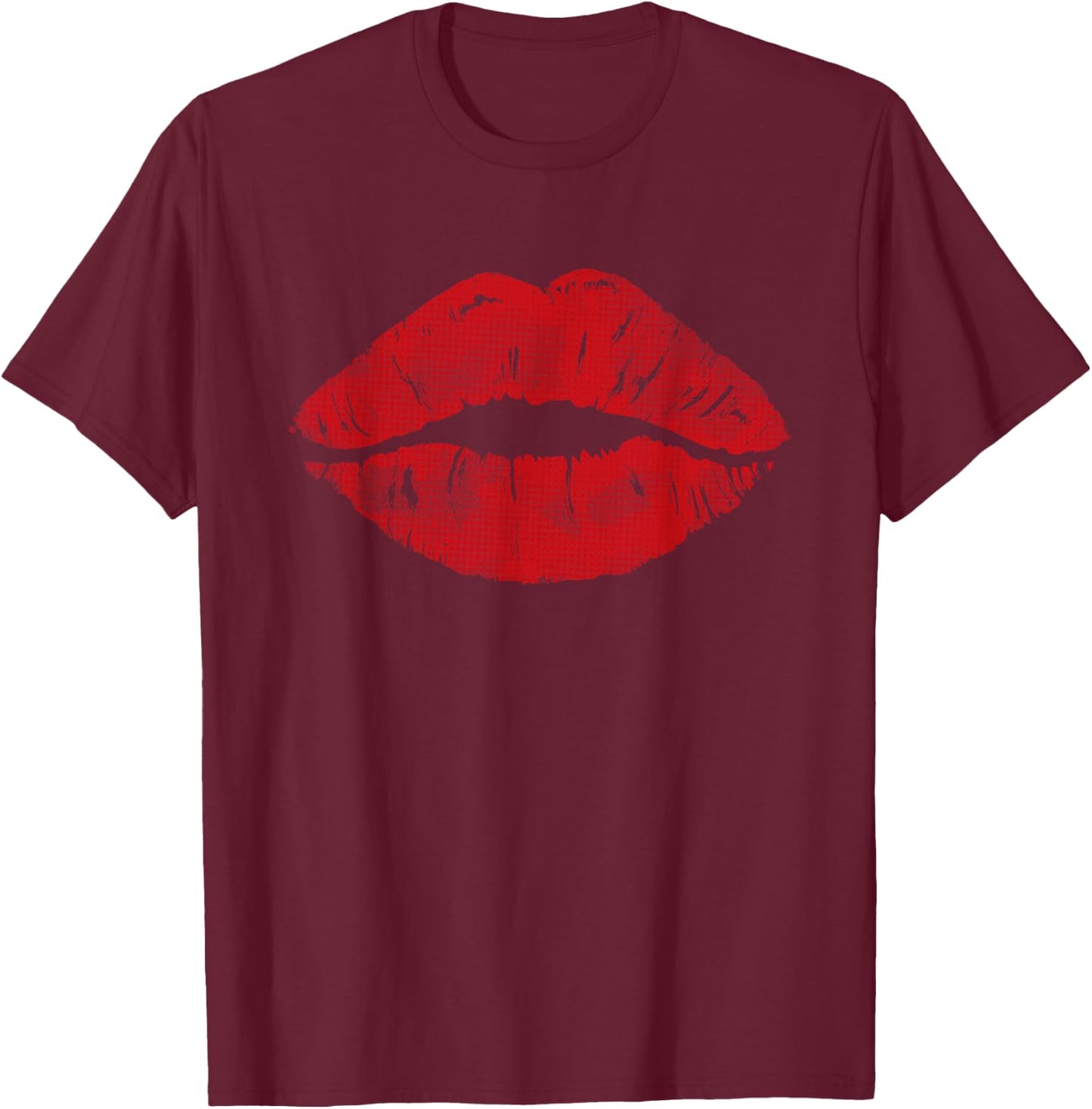 Cute Red Lips Art Men Women Sexy Kiss Makeup Lipstick T-Shirt - T-Shirt | Maroon