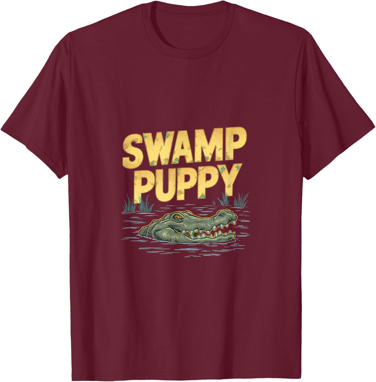 Quirky Swamp-Themed Alligator Everglades Swamp Puppies T-Shirt - T-Shirt | Maroon