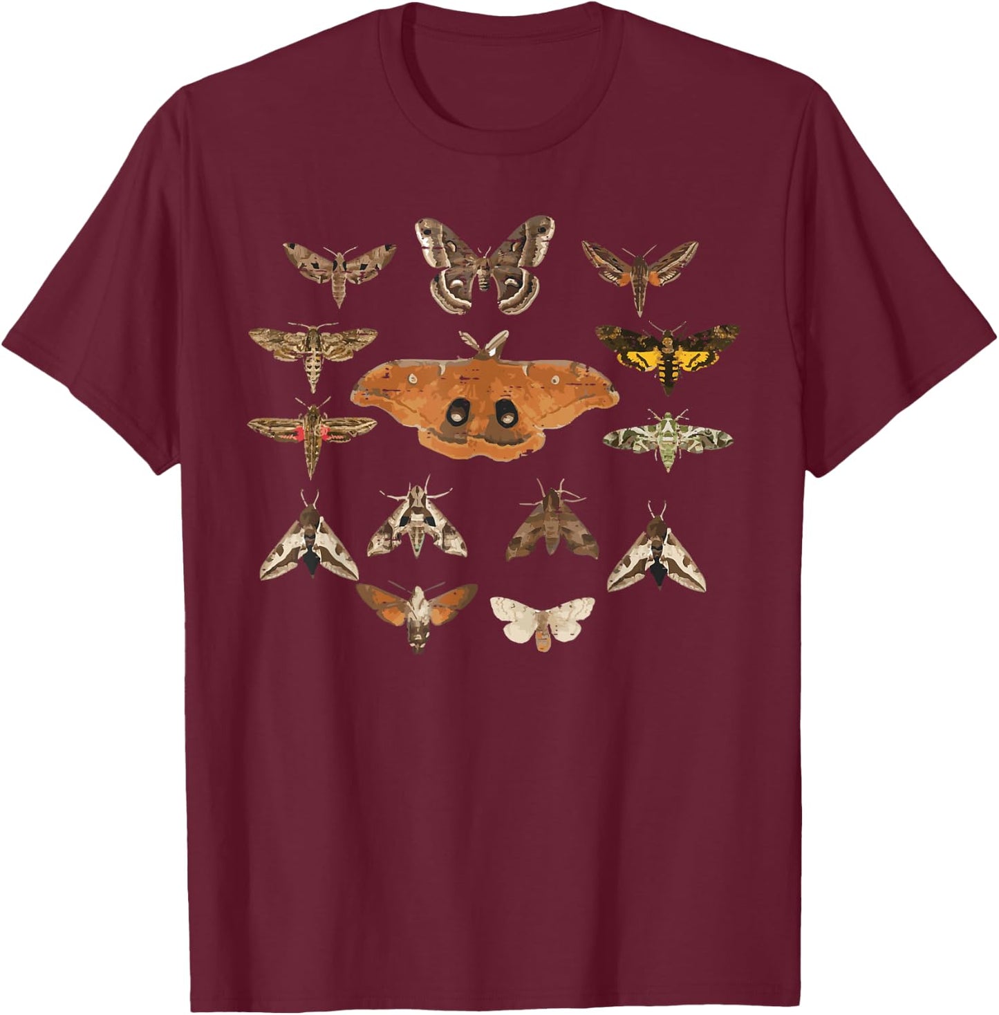 Moth Kinds Retro Lepidoptera Insect Entomology Men Women Kid T-Shirt - T-Shirt | Maroon