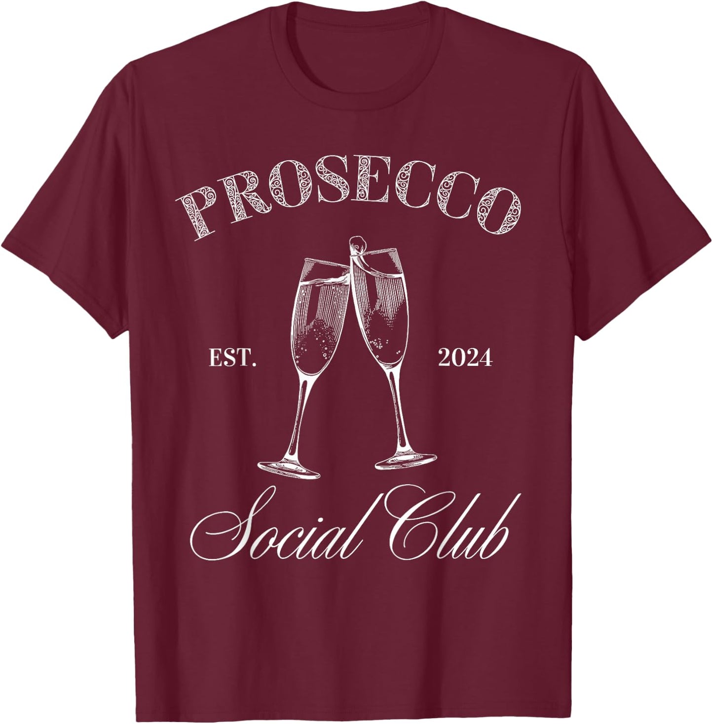 Prosecco Social Club Beach Brunch Bachelorette Top T-Shirt - T-Shirt | Maroon