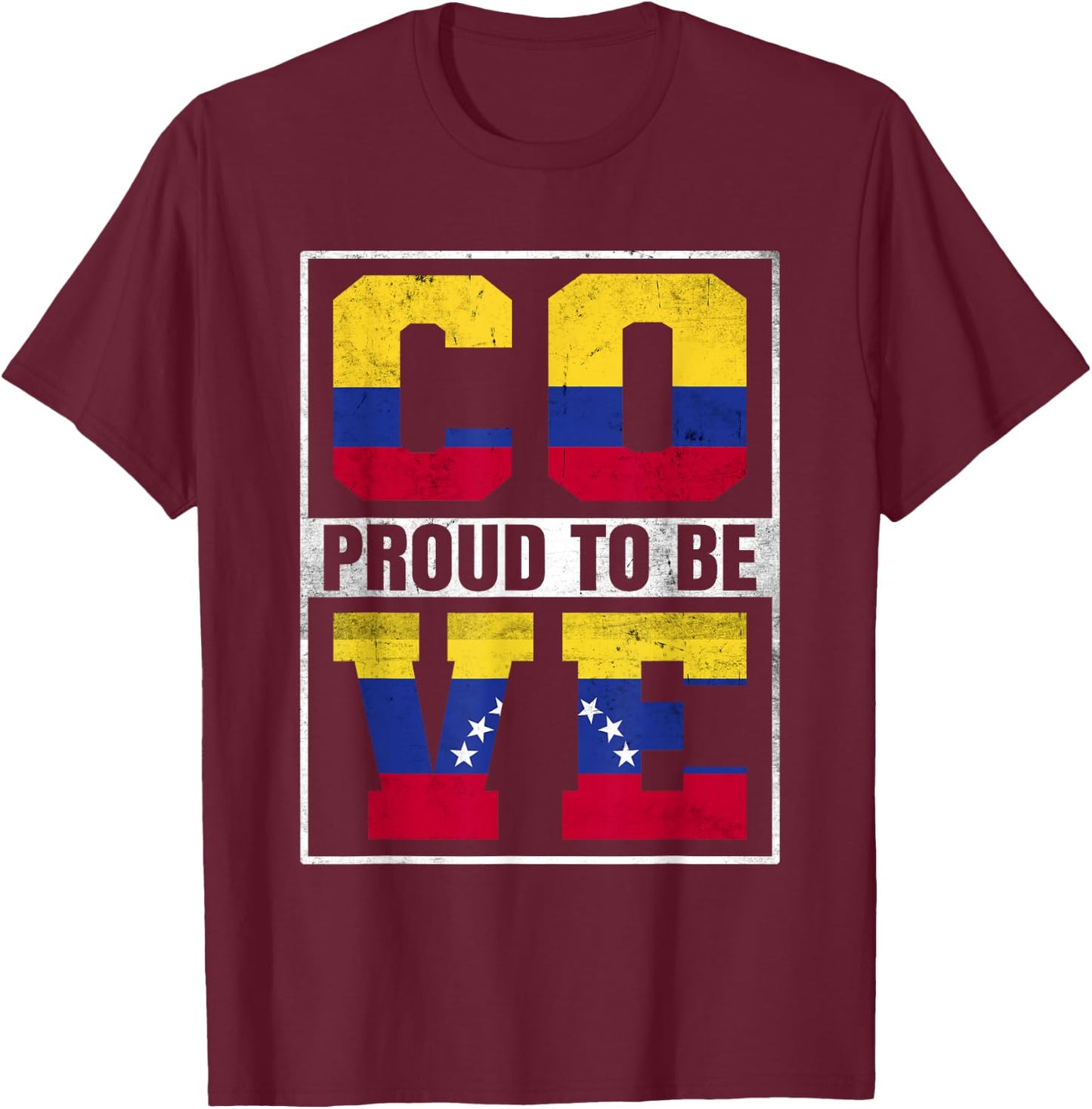 Proud Colombian Venezuelan Mix Colombia and Venezuela T-Shirt - T-Shirt | Maroon