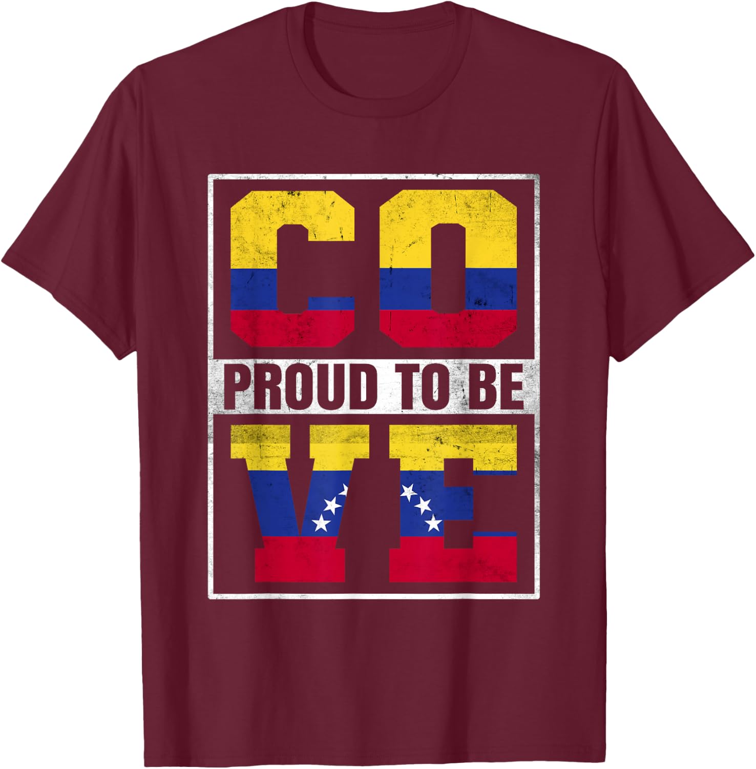 Proud Colombian Venezuelan Mix Colombia and Venezuela T-Shirt - T-Shirt | Maroon
