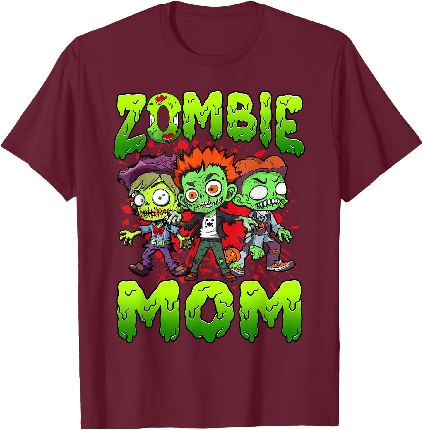Zombie Mom Halloween Costume Family Matching T-Shirt - T-Shirt | Maroon