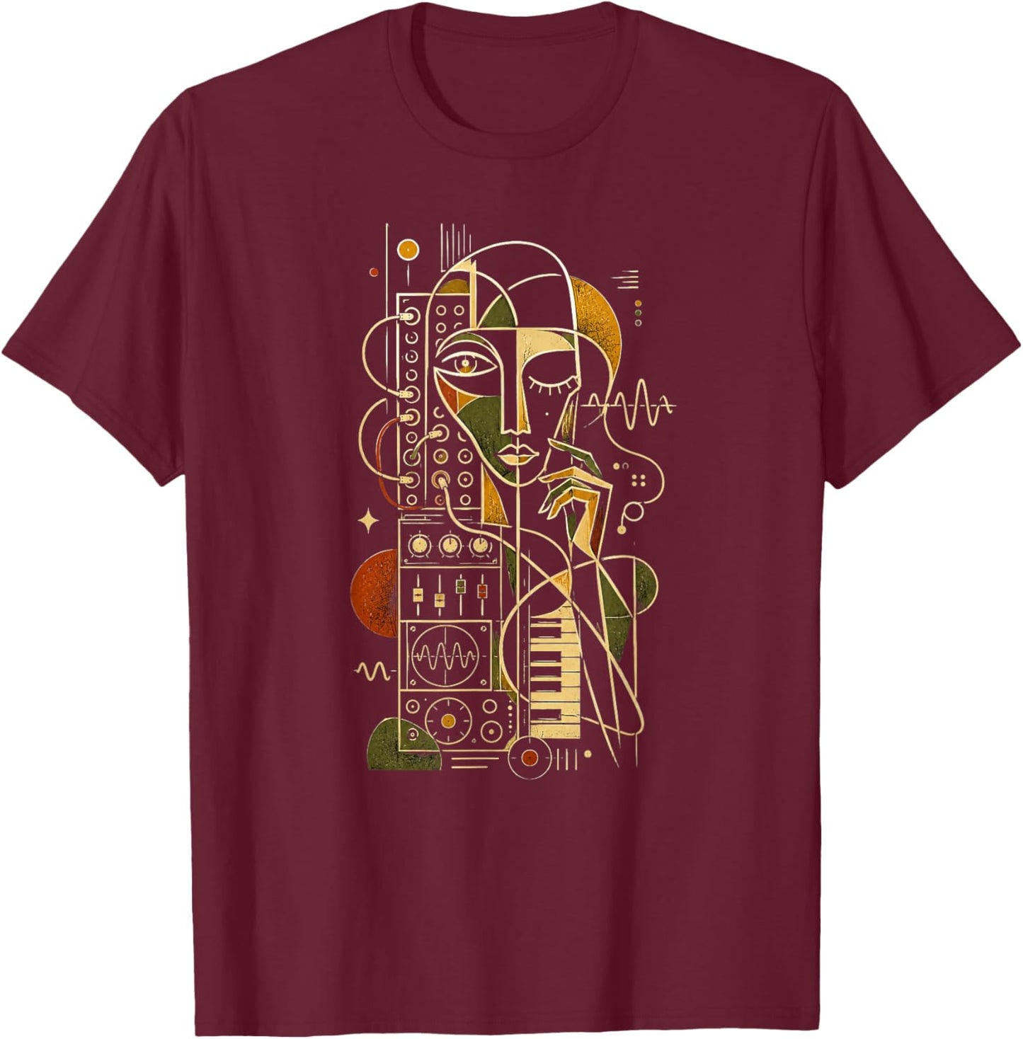 Analog Vintage Modular Synthesizer T-Shirt - T-Shirt | Maroon