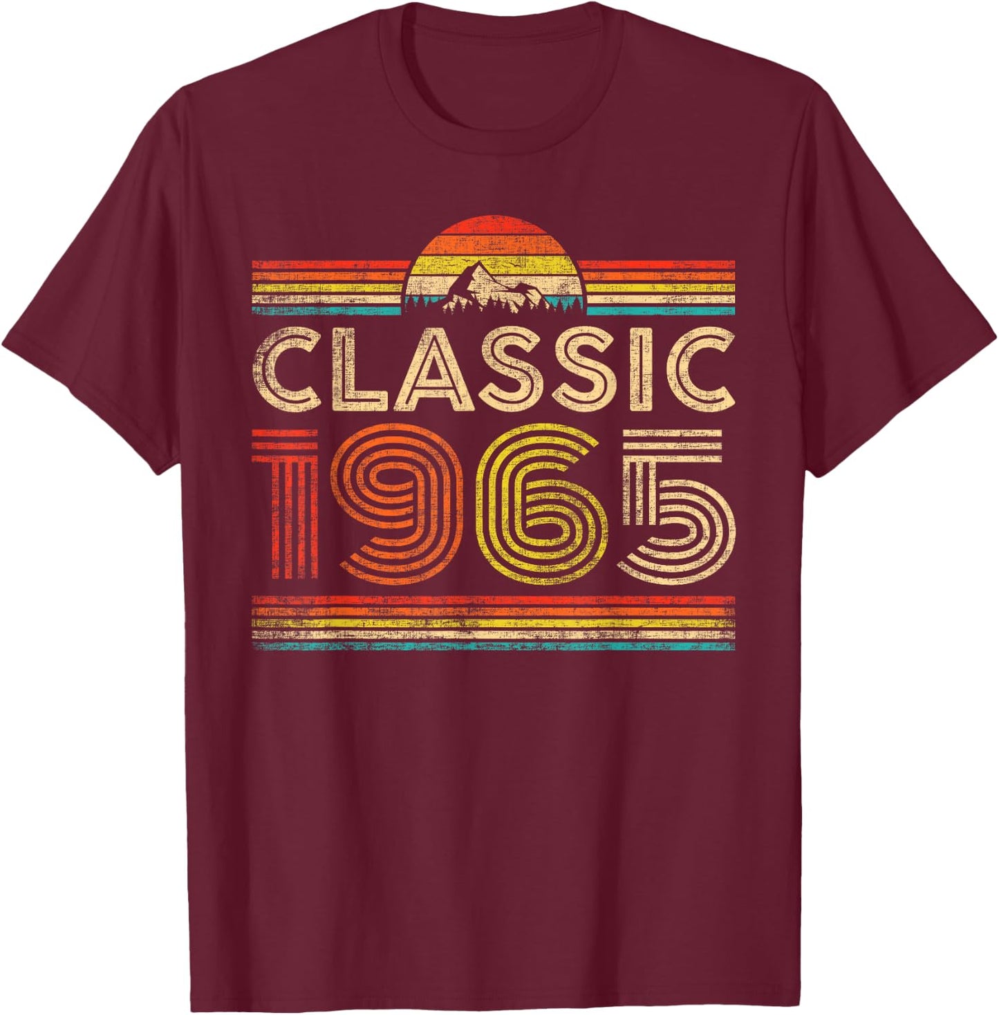 Classic 1965 Vintage 1965 Classic Year Men Women Birthday T-Shirt - T-Shirt | Maroon