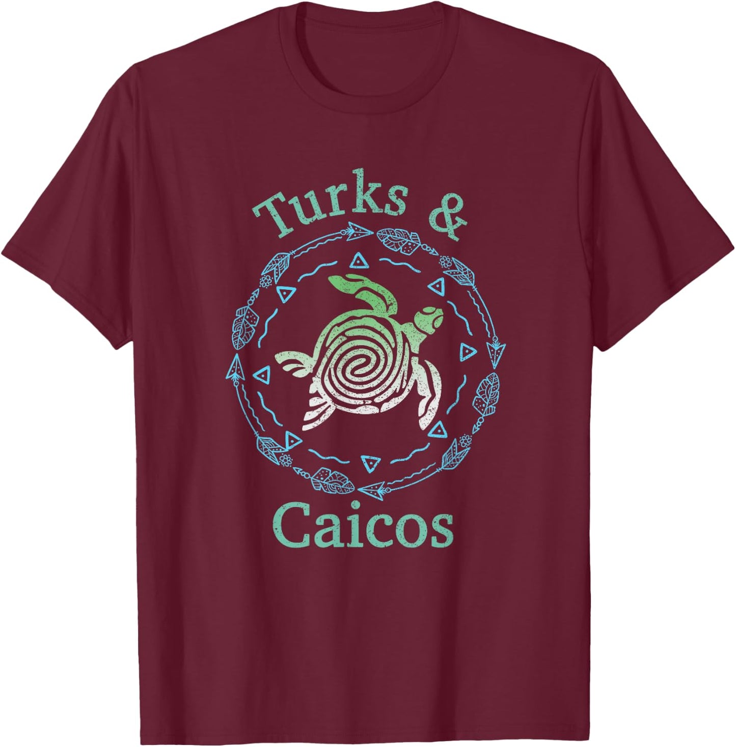 Turks And Caicos Shirt Vintage Tribal Turtle T-Shirt - T-Shirt | Maroon
