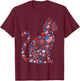 Cat American USA Flag Fireworks Patriotic Fourth of July T-Shirt - T-Shirt | Maroon