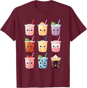 Kawaii Bubble Tea Boba Tea Lover T-Shirt - T-Shirt | Maroon