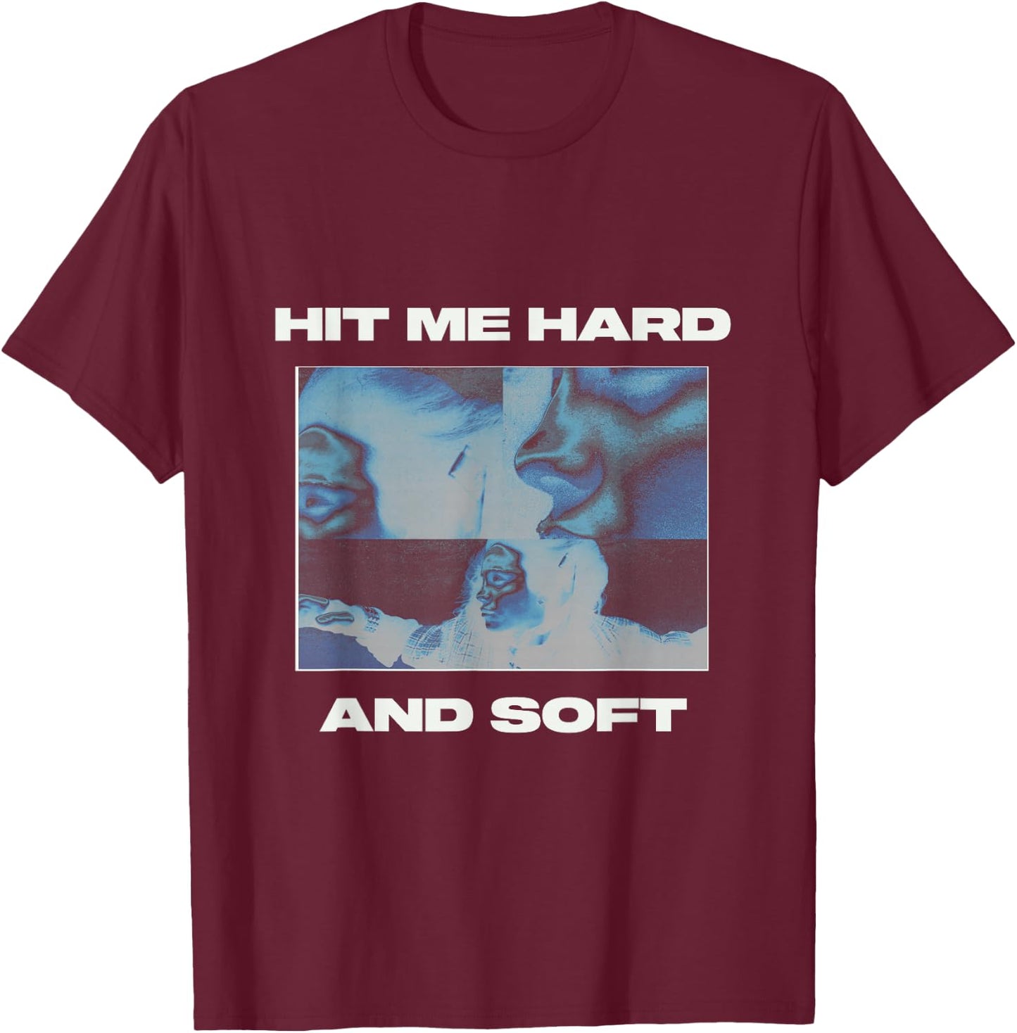Official Billie Eilish HIT ME HARD AND SOFT Inverted Black T-Shirt - T-Shirt | Maroon