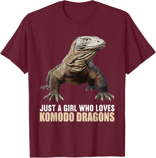 Just a Girl who loves Komodo Dragons. Komodo Dragon T-Shirt - T-Shirt | Maroon