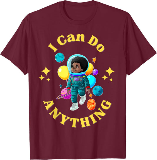 I Can Do Anything African American Boy T-Shirt - T-Shirt | Maroon